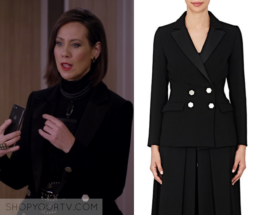 Younger: Season 5 Episode 3 Diana's Hexagon Button Blazer | Shop Your TV