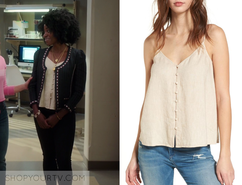 The Good Place: Season 3 Episode 4 Simone's Beige Button Front Camisole ...