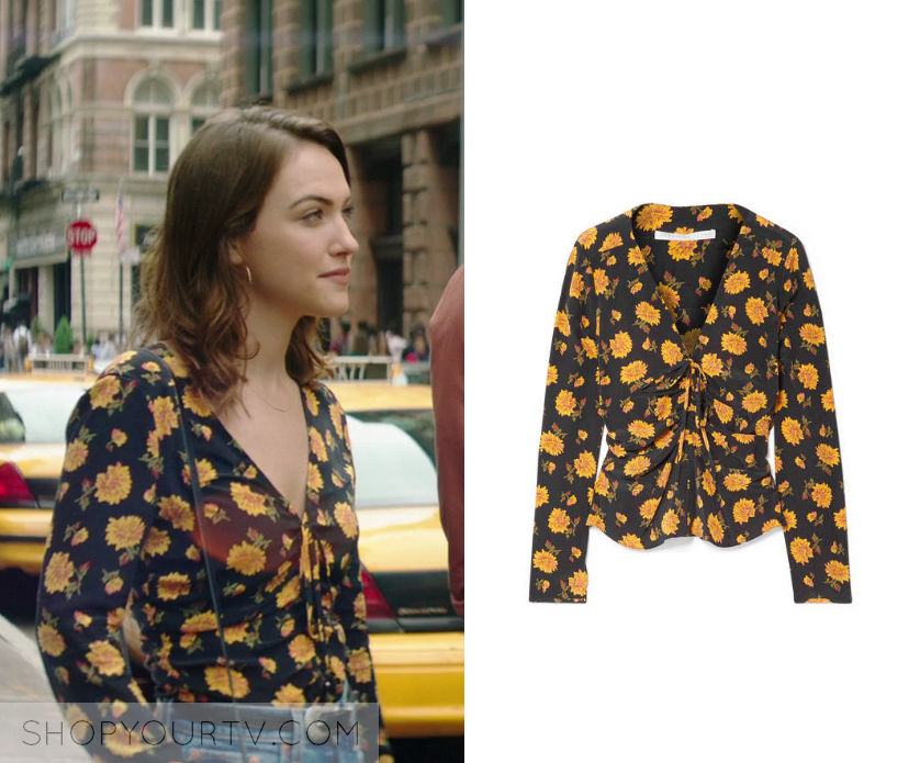 God Friended Me: Season 1 Episode 6 Cara's Yellow Floral Ruched Blouse ...