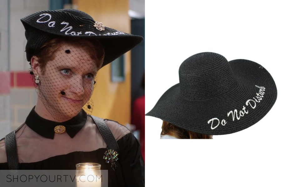 NioBe Clothing Do Not Disturb Embroidered Floppy Sun Beach Straw Hat worn  by Heather Duke (Brendan Scannell) in Heathers S01E09