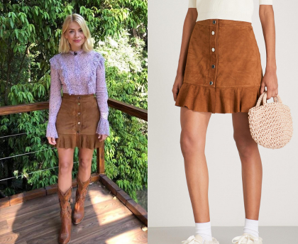 Brown suede shop skirt celebrity