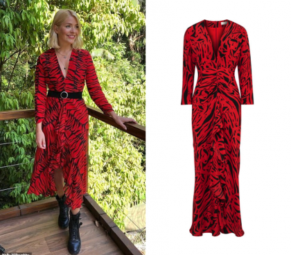 holly willoughby red animal print dress