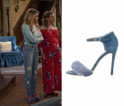 blue fuzzy heels