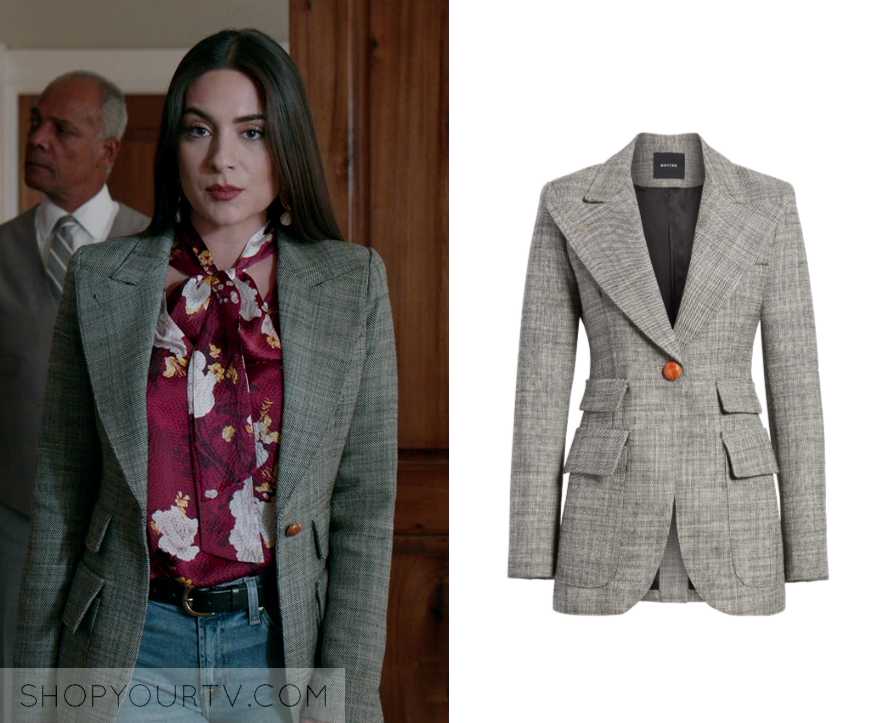 Dynasty: Season 2 Episode 12 Cristal's Grey Checked Blazer | Shop Your TV