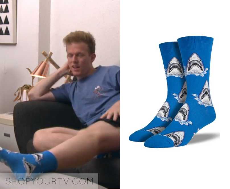 Gogglebox: Season 9 Episode 1 Symon's Blue Shark Socks | Shop Your TV