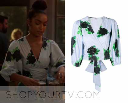 Grown-ish: Season 2 Episode 8 Zoey's Gingham Embellished Floral Wrap