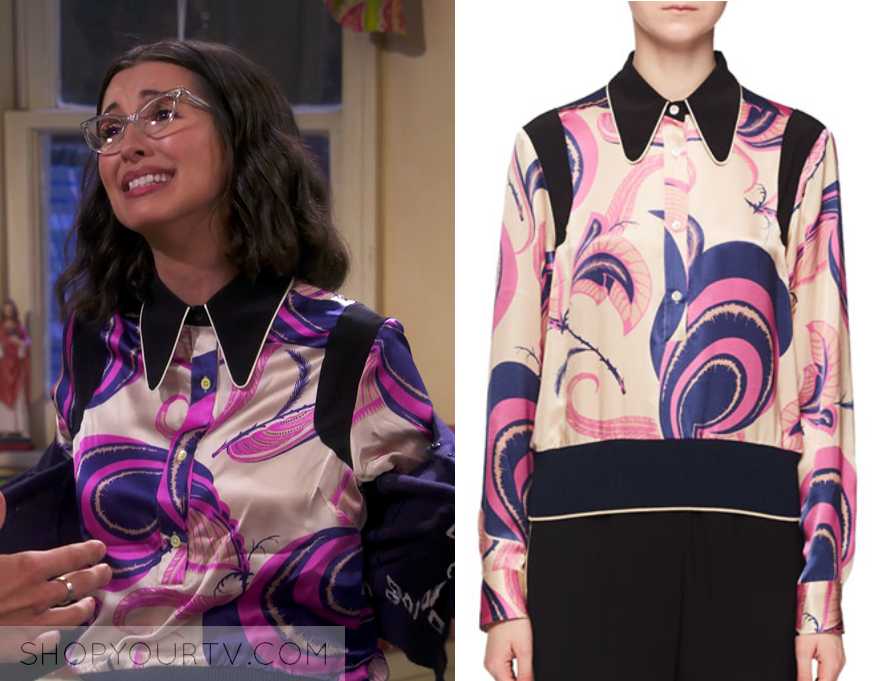 One Day at a Time: Season 3 Episode 6 Avery's Silk Printed Blouse ...