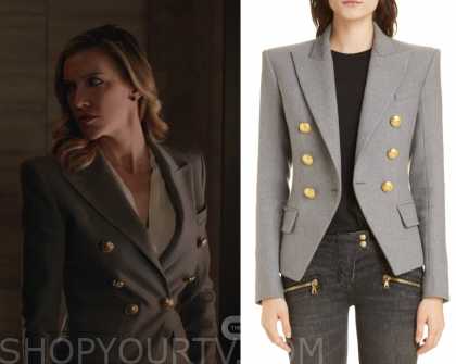 Arrow: Season 7 Episode 17 Felicity's Grey Double Breasted Blazer ...