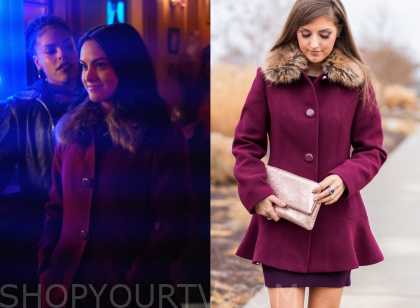 Riverdale Season 3 Episode 14 Veronica S Purple Fur Collar Coat Shop Your Tv