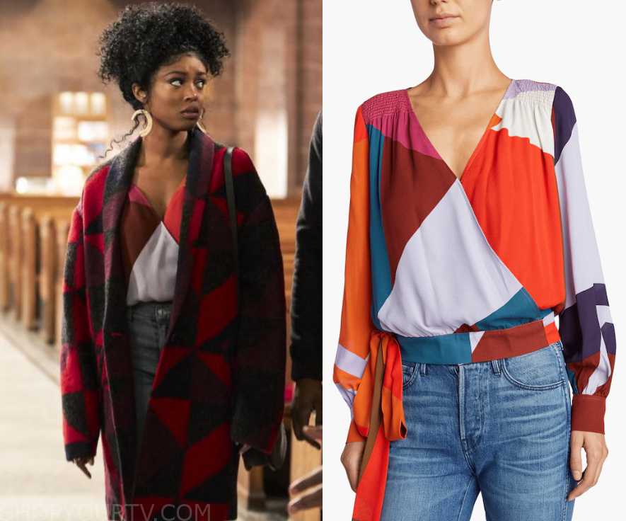 God Friended Me: Season 1 Episode 16 Ali's Color Block Wrap Blouse ...