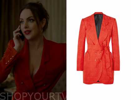 Dynasty: Season 2 Episode 14 Fallon's Orange Suit Dress | Shop Your TV