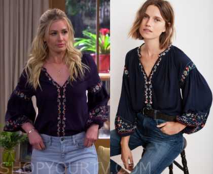 The Neighborhood: Season 1 Episode 18 Gemma's Embroidered Blouse | Shop ...