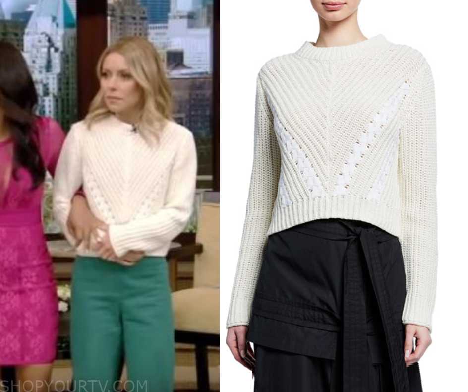 Live With Kelly: March 2019 Kelly's White Knit Cropped Sweater | Shop ...