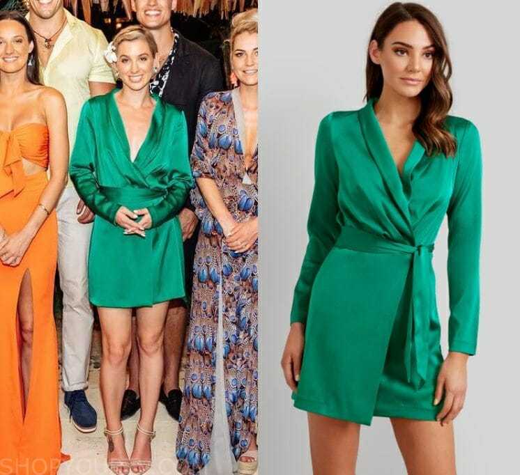 kookai green wrap dress