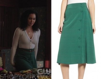 Charmed: Season 1 Episode 19 Macy's Green Printed Midi Skirt 