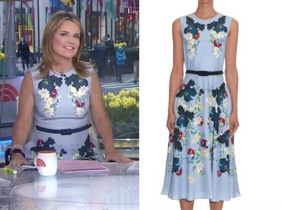 The Today Show: April 2019 Savannah Guthrie's Blue Floral Belted Dress ...