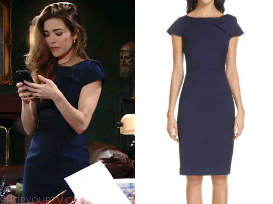 The Young and the Restless: April 2019 Victoria's Navy Blue Bow Sheath ...