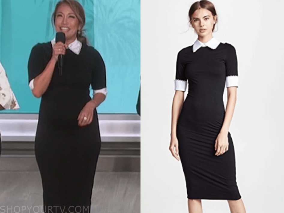 The Talk: April 2019 Carrie Ann Inaba's Black and White Collar Dress ...