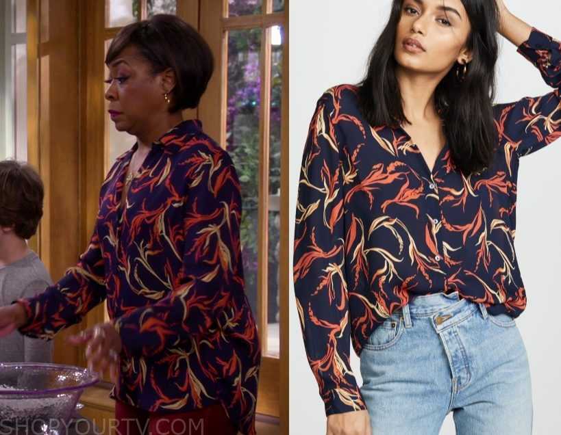 The Neighborhood: Season 1 Episode 20 Tina's Printed Blouse | Shop Your TV