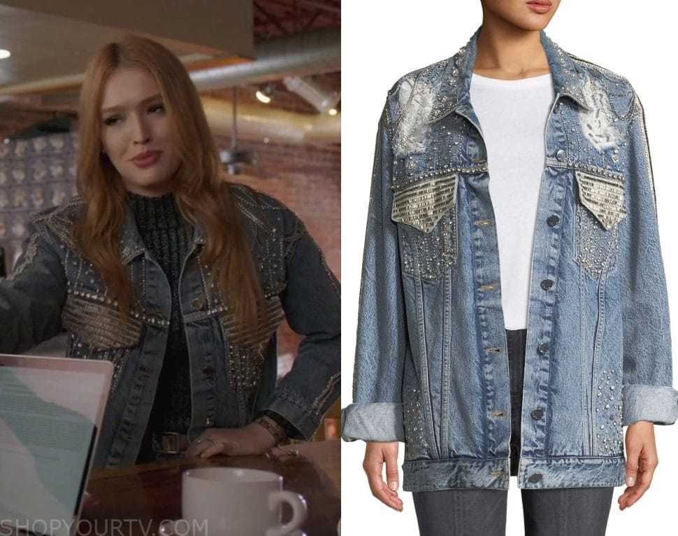 Dynasty: Season 2 Episode 17 Kirby's Embellished Denim Jacket | Shop ...