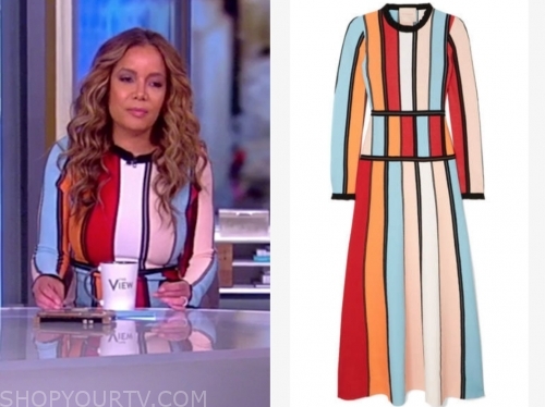 The View: May 2019 Sunny Hostin's Multicolor Vertical Stripe Knit Midi ...