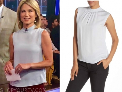 Good Morning America: May 2019 Amy Robach's Light Blue Mock Neck Top ...