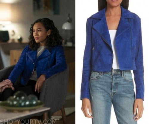 The Perfectionists: Season 1 Episode 10 Caitlin's Blue Suede Jacket ...