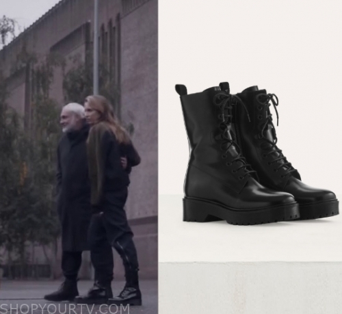 Black Leather Combat Boots 