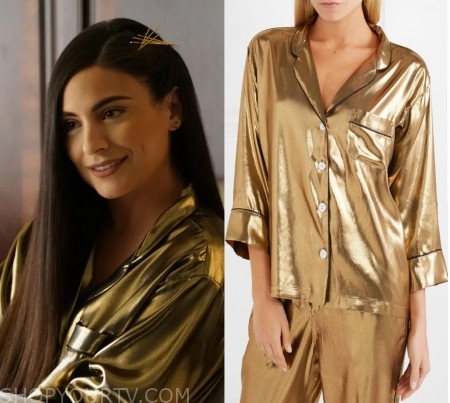 Dynasty: Season 2 Episode 19 Cristal's Gold Pajamas | Shop Your TV