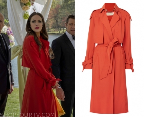 Dynasty: Season 2 Episode 22 Fallon's Red Trench Coat | Shop Your TV