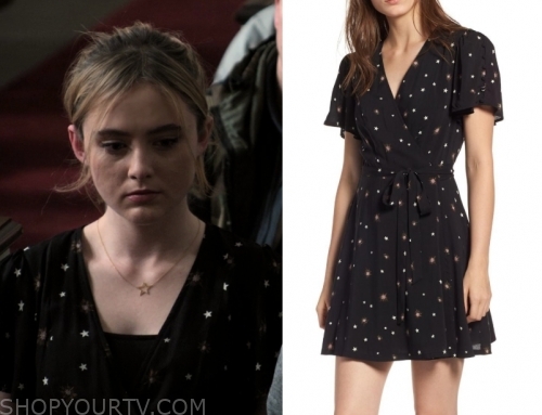 The Society: Season 1 Episode 7 Allie's Star Printed Wrap Dress | Shop ...