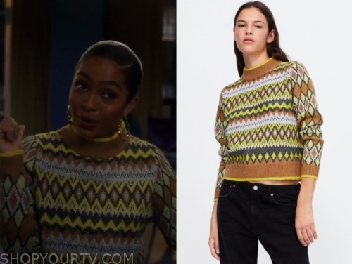 Grown-ish: Season 2 Episode 13 Zoey's Argyle Knit Sweater | Shop Your TV