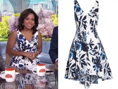 The Today Show: June 2019 Sheinelle Jones's Blue and White Floral V ...