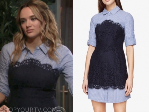 The Young and the Restless: June 2019 Summer's Lace Striped Shirt Dress ...