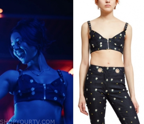 Blumarine Printed Crop Top worn by Maddy Perez (Alexa Demie) as seen in  Euphoria TV series (S02E02)