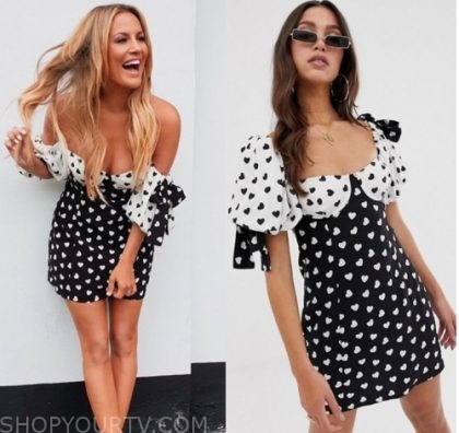 black and white love heart dress