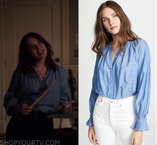 Designated Survivor: Season 3 Episode 2 Isabel's Blue Chambray Top