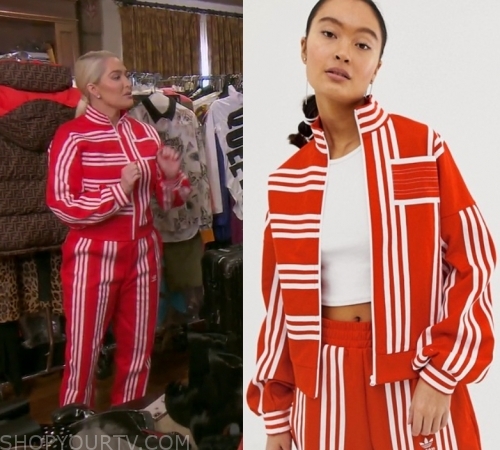 Adidas Originals x Ji Won Choi mixed stripe track jacket worn by Erika  Jayne in The Real Housewives of Beverly Hills (Season 09 Episode 20)