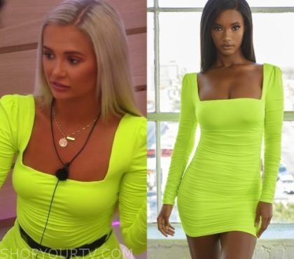 neon yellow long sleeve dress