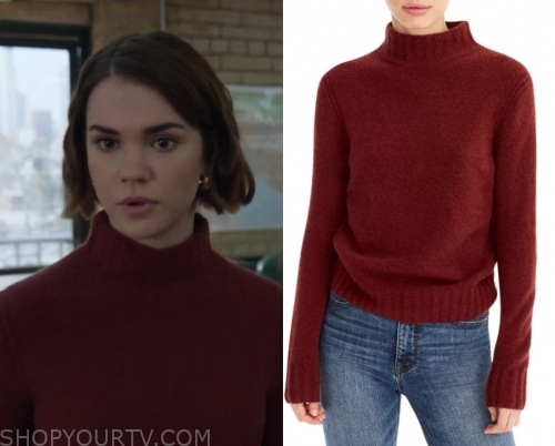 Good Trouble: Season 2 Episode 4 Callie's Red Mock Neck Sweater | Shop ...