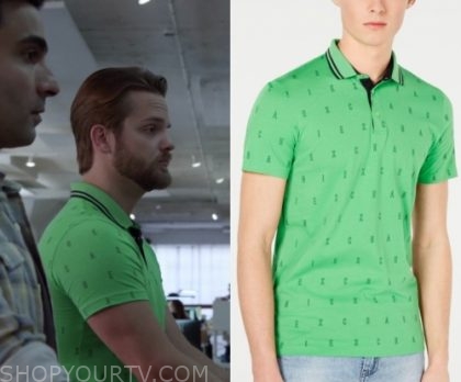 Good Trouble: Season 2 Episode 4 Evan's Green Letter Print Polo | Shop ...