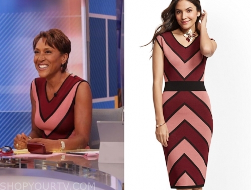 Good Morning America: July 2019 Robin Roberts's Knit Chevron Dress ...