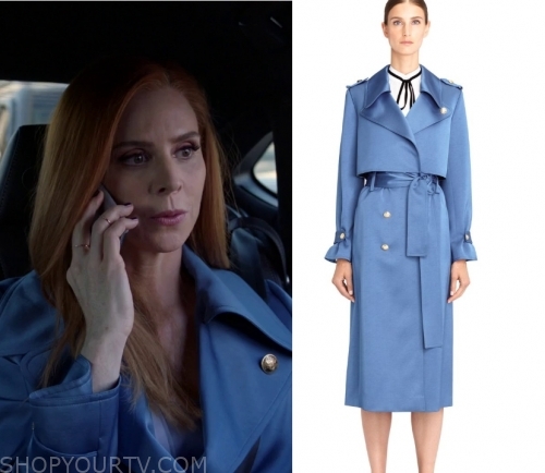 blue satin trench coat