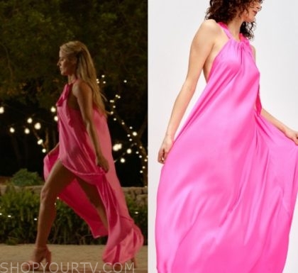 caroline flack pink maxi dress