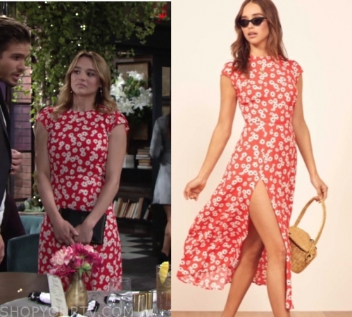 Young and the Restless: July 2019 Summer's Red Floral Print Dress ...