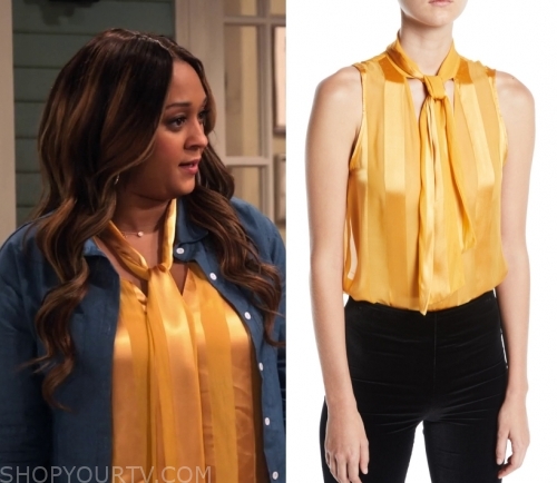 Family Reunion: Season 1 Episode 7 Cocoa's Yellow Striped Tie Neck ...