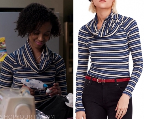 13 Reasons Why: Season 3 Episode 7 Ani's Striped Turtleneck | Shop Your TV