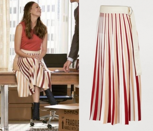 Younger: Season 6 Episode 11 Liza's Striped Pleated Midi Skirt | Shop ...