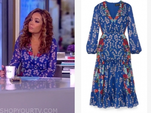 The View: August 2019 Sunny Hostin's Blue Floral Midi Dress | Shop Your TV