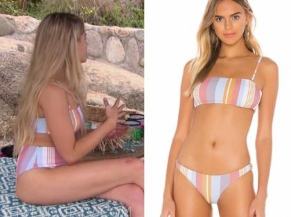 pastel striped swimsuit